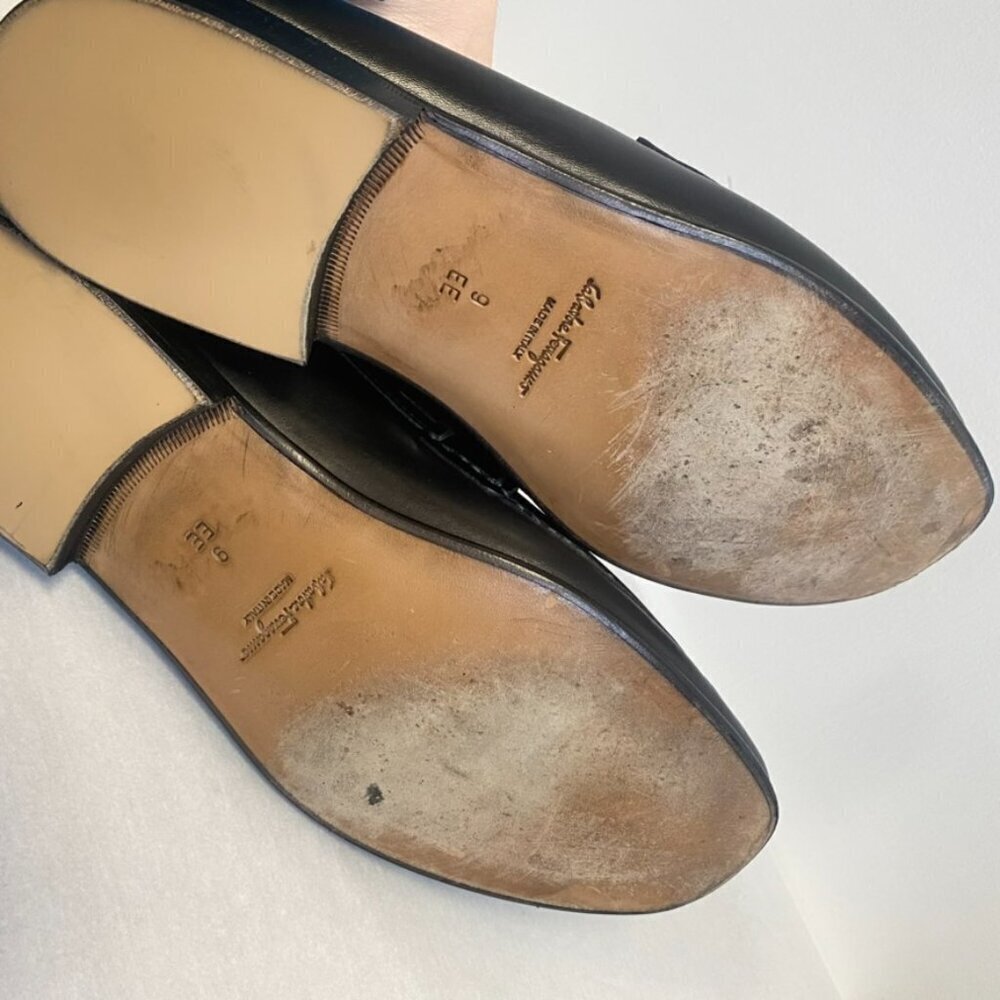 Salvatore Ferragamo Horse Bit Loafers Black Leather Drivers - Picture 10 of 15